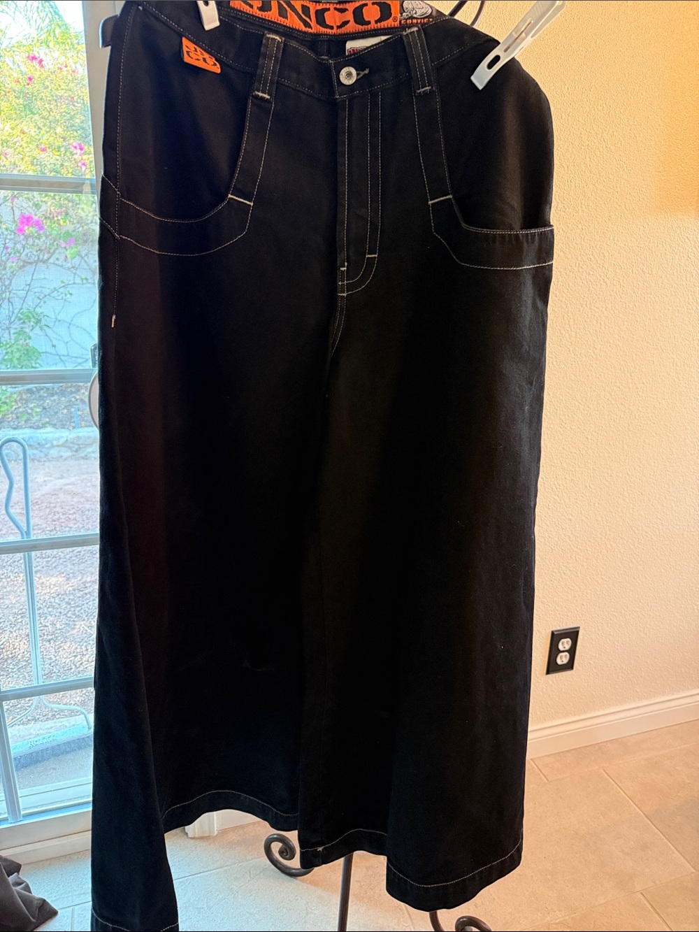 JNCO Black Bootcut Jeans with Contrast Stitching